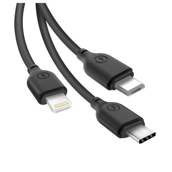 Xo Cable De Carga Rapida 3 En 1 - Micro, Tipo C Y Lightning A Usb - 1m - Color Negro