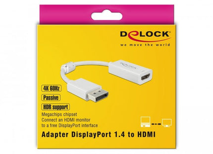 Delock Displayport 1.4 Adaptador A Hdmi 4k 60 Hz Con Hdr Funktion Passiv Blanco