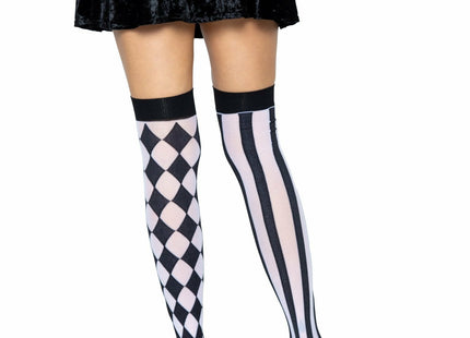 Leg Avenue Calcetines Altos Arlequin Negro/Blanco