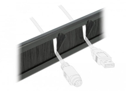 Delock Cepillo De Gestión De Cables Sin Herramienta 2u Negro De 10