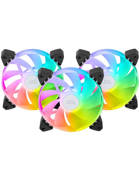Kit 3 Ventiladores Auxiliar A-Rgb 120mm Mf-3r Negro Mars Gaming 120mm/ Iluminación Argb/ Compatibilidad Argb