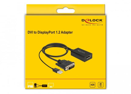 Delock Adaptador Dvi Macho A Displayport 1.2 Hembra Negro 4k 50 Cm