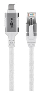 Cable Ethernet Goobay Usb-C 3.2 Gen2 Macho > Rj-45 Macho, Adaptador Lan Blanco, 5 Metros, Cubierta Textil Trenzada 74178