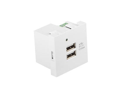 Toma De Pared Ac 230v 45x45 5v 2xusb 2.1a Blanco Lanberg