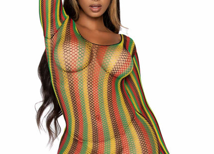 Leg Avenue - Minivestido De Red Rastas Talla Unica