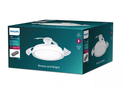 Ventilador De Techo Retractil Philips Bliss 35+28w Led 27-55-40k Mando A Distancia Motor Dc Blanco