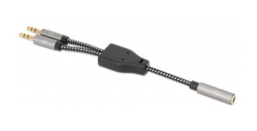 EAN 0766623356121 - Manhattan 356121 cable de audio 0,15 m 3,5mm 2 x 3.5mm Negro, Plata imagen 2