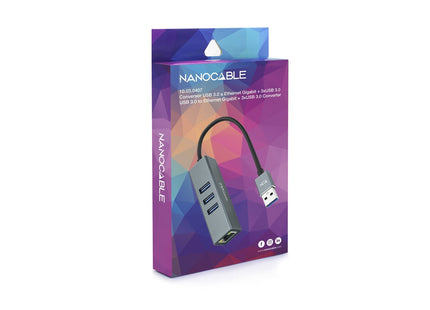 Nanocable Adaptador De Red Usb 3.0 A Ethernet Gigabit 10/100/1000 Mbps + 3 Puertos Usb 3.0