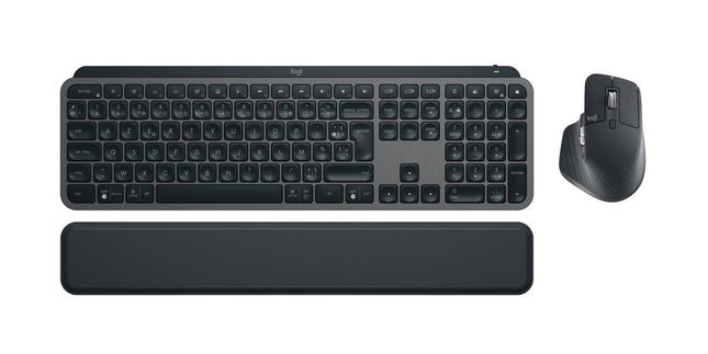 Logitech Mx Keys S Combo Juego De Teclado Y Ratón Retroiluminación Inalámbrico Bluetooth Le Azerty Francés Interruptor: Tecla De Tijera Grafito Con Palm Rest