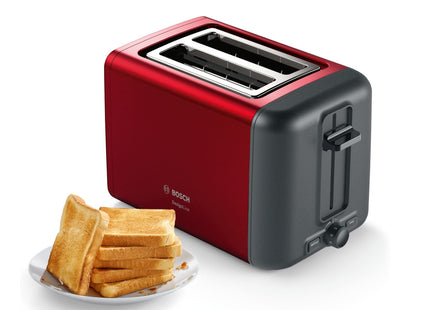 Tostadora Bosch Designline Tat3p424 Potencia 970 W, Numero De Ranuras 2, Material De La Carcasa Acero Inoxidable, Rojo