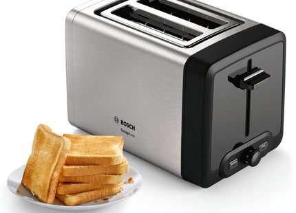 Tostadora  Bosch Home Tat4p420de 2 Rebanada(S) 970 W Negro, Plata Acero Fino/Negro, 2 Rebanada(S), Negro, Plata, Botones, Giratorio, Ce, Vde, 970 W, 220 - 240 V