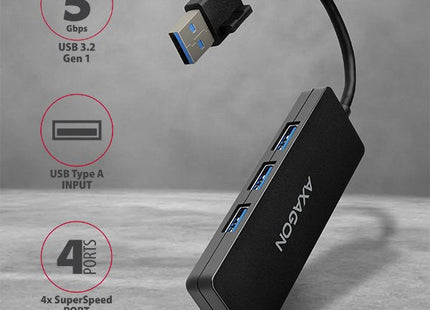 EAN 8595247904362 - Axagon HUE-G1A hub de interfaz USB 3.2 Gen 1 (3.1 Gen 1) Type-A 5000 Mbit/s Negro imagen 2