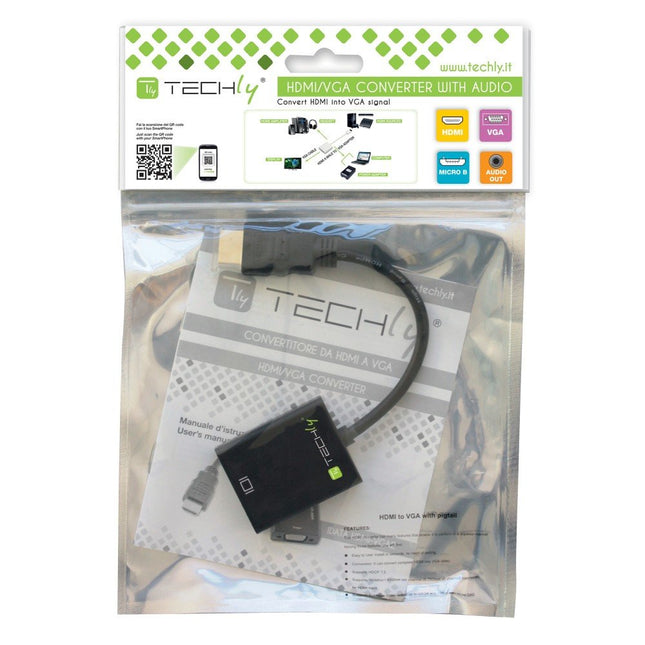Techly Hdmi -> Vga+3.5mm+Micro Usb B M/F Negro