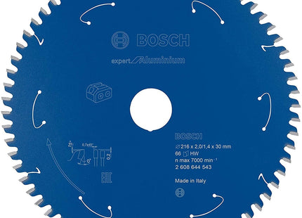 Hoja De Sierra Circular Bosch Expert Para Aluminio, Ø 216 Mm, 66 Dientes (Diámetro De 30 Mm, Para Tronzadoras De Batería)