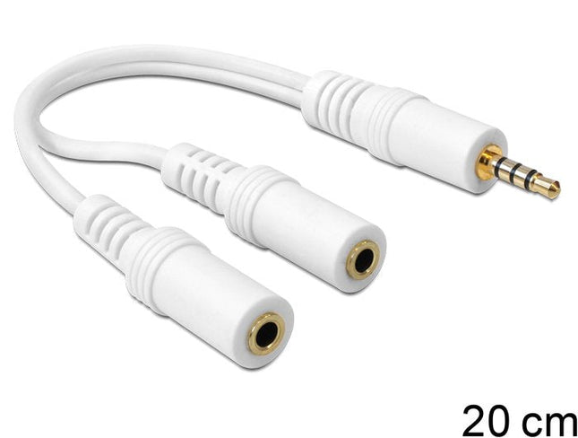 Delock 65447 Divisor De Audio  3,5mm Stereo -> 2x 3,5mm  Blanco
