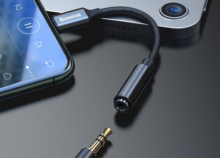 Cable Adaptador Lightning Audio De 3,5 Mm 10cm Negro