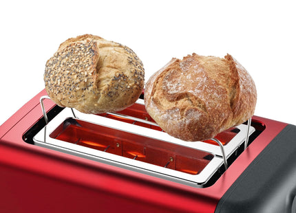 Tostadora Bosch Designline Tat3p424 Potencia 970 W, Numero De Ranuras 2, Material De La Carcasa Acero Inoxidable, Rojo