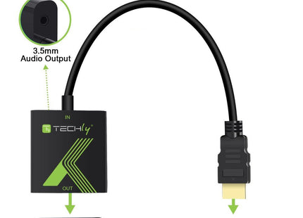 Techly Hdmi -> Vga+3.5mm M/F Negro