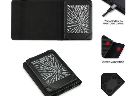 Funda Subblim Clever Ebook Para E-Reader 6'/15.24cm Black Material Exterior Símil Fibra De Carbono Cierre Mediante Solapa Magnética