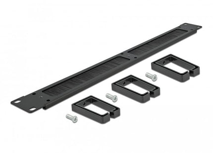 Delock Tira De Cepillo Para Administración De Cables De 19" Con 3 Ganchos 1u Negro