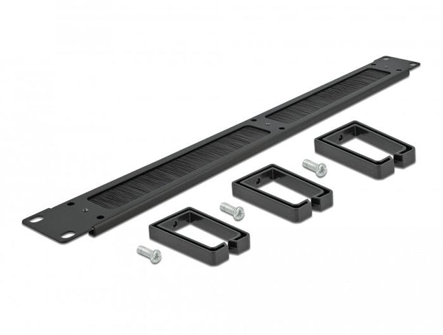 Delock Tira De Cepillo Para Administración De Cables De 19" Con 3 Ganchos 1u Negro
