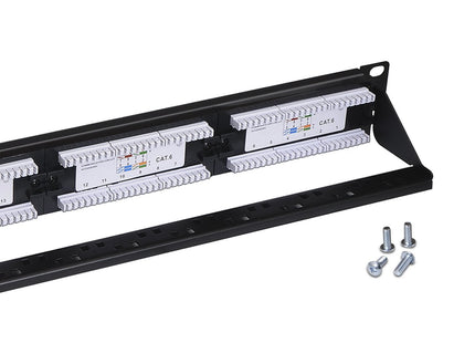 Aisens Patch Panel 24 Puertos Rj45 Cat.6 Utp - 19" 1u Dual Idc Con Gestion De Cables - Negro