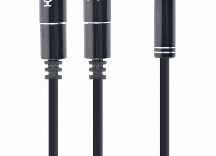 Gembird Adaptador Stereo Mini Jack (M) 4-Pin -> 2x Mini Jack (F), Metal, Black