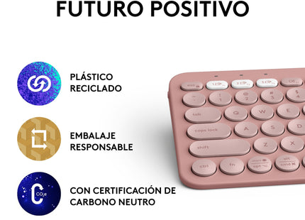 Teclado  Español Logitech Pebble Keys 2 K380s Rf Wireless + Bluetooth Qwerty Rosa