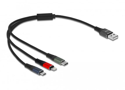 Delock Cable Usb 3 In 1 Para Lightning/Microusb /Type-C 30 Cm