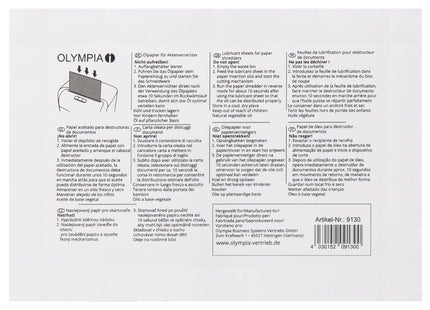 Olympia 9130 Accesorio Para Destructoras De Papel 12 Pieza(S) Aceite Lubricante