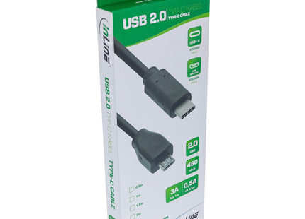 Cable Inline Usb 2.0, Tipo C Macho A Micro-B Macho, Negro, 2 M