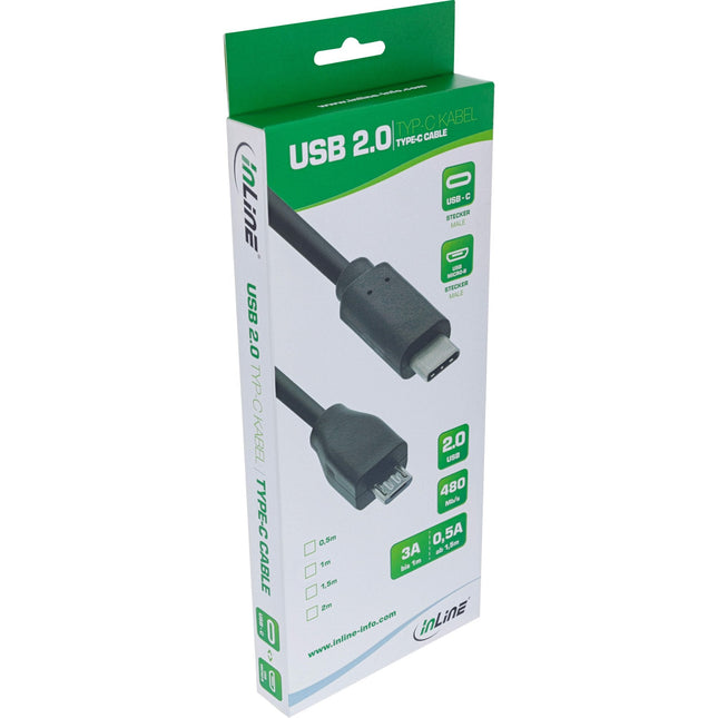 Cable Inline Usb 2.0, Tipo C Macho A Micro-B Macho, Negro, 2 M