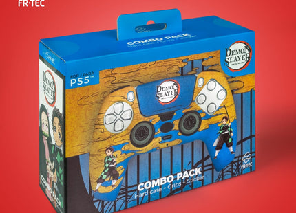 Fr-Tec Demon Slayer Kimetsu No Yaiba Tanjiro Kamado Pack Para Mando Ps5 De Carcasa Rigida + Grips + Sticker Para