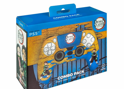 Fr-Tec Demon Slayer Kimetsu No Yaiba Tanjiro Kamado Pack Para Mando Ps5 De Carcasa Rigida + Grips + Sticker Para