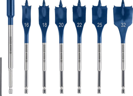 Juego De Brocas De Fresado Plano Bosch Expert Self Cut Speed, 7 Piezas, Ø 16 - 32 Mm (Longitud 152 Mm, Incl. 1 Extensión)  2608900334