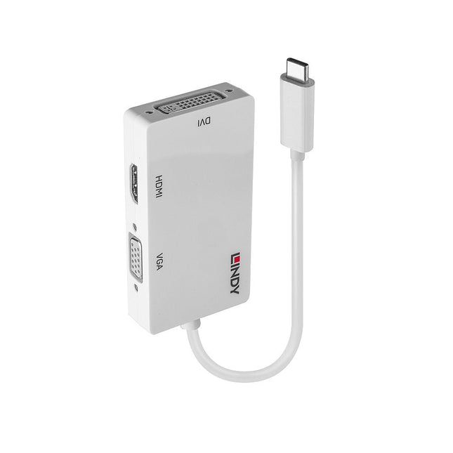 Lindy 43273 Adaptador Usb-C A Vga /  Dvi / Hdmi 3840 X 2160 Pixeles Blanco