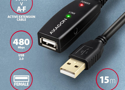 EAN 8595247902344 - Axagon ADR-215 USB 2.0 A-M -> A-F active extension/repeater cable 15m - Kabel - Digital/Daten cable USB U imagen 3