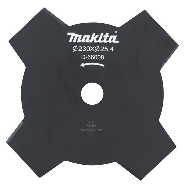 Navaja Makita De 4 Dientes 230 X 25,4 Mm, Navaja De Repuesto (Para Guadañas Y Desbrozadoras) D-66008