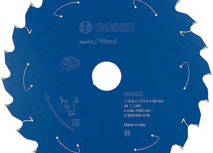 Hoja De Sierra Circular Bosch Professional Expert Para Madera, Ø 216 Mm, Orificio 24z 30 Mm, Para Tronzadoras A Batería 2608644518