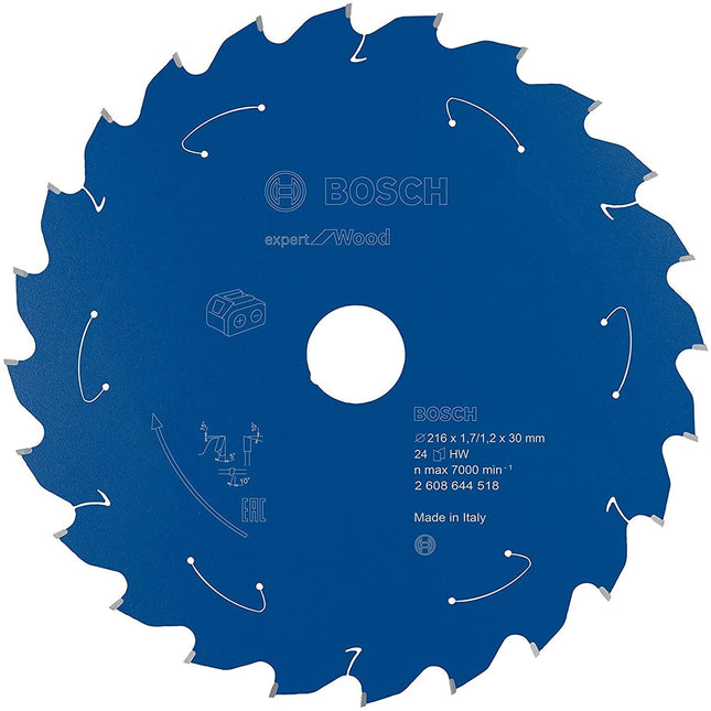 Hoja De Sierra Circular Bosch Professional Expert Para Madera, Ø 216 Mm, Orificio 24z 30 Mm, Para Tronzadoras A Batería 2608644518