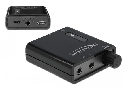 Delock Amplificador De Auriculares Estéreo Portátil Con Salida Doble Y Refuerzo De Graves