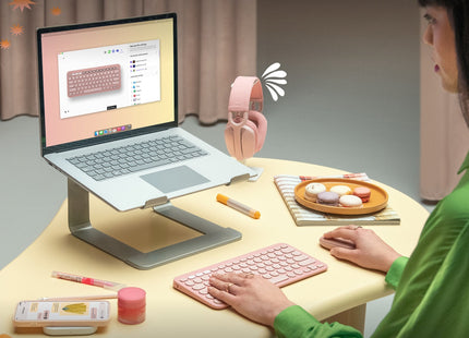 Teclado  Español Logitech Pebble Keys 2 K380s Rf Wireless + Bluetooth Qwerty Rosa