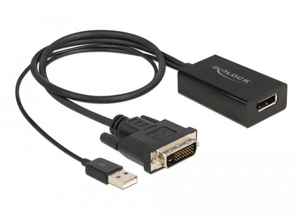 Delock Adaptador Dvi Macho A Displayport 1.2 Hembra Negro 4k 50 Cm