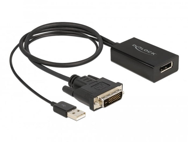 Delock Adaptador Dvi Macho A Displayport 1.2 Hembra Negro 4k 50 Cm