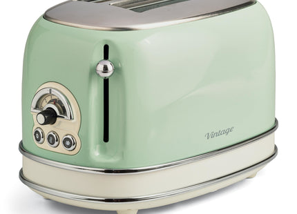 Tostadora Ariete Vintage 155 Verde Claro, 810 Vatios, Para 2 Rebanadas De Pan Tostado 0155gr