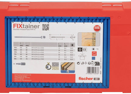 Fischer Fixtainer Powerfast Ii Cabeza Avellanada Tg Tx, Juego De Tornillos 527 Piezas, Rosca Parcial, Galvanizado 562272