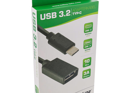 Adaptador Inline Usb 3.1 Otg, Tipo C Macho A A Hembra, Negro, 0,15 M