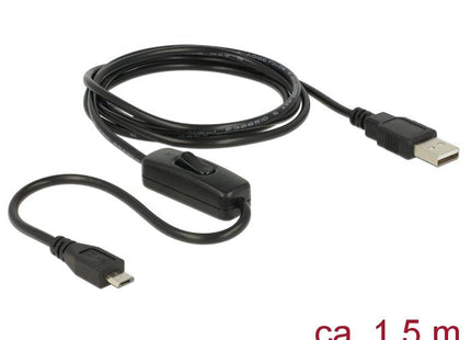 Delock Cable Usb 2.0 Tipo-A Macho > Usb 2.0 Micro-B Macho Con Interruptor Para Raspberry Pi 1,5 M