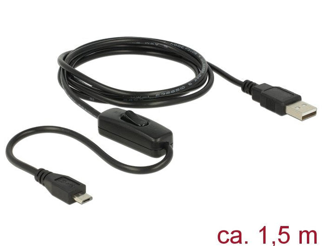Delock Cable Usb 2.0 Tipo-A Macho > Usb 2.0 Micro-B Macho Con Interruptor Para Raspberry Pi 1,5 M
