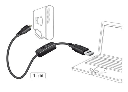 Delock Cable Usb 2.0 Tipo-A Macho > Usb 2.0 Micro-B Macho Con Interruptor Para Raspberry Pi 1,5 M